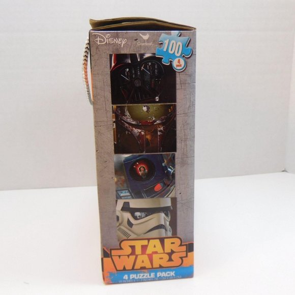 Star Wars 4 puzzle pack Boba Fett R2D2 Princess Leia Darth Vader Cardinal Disney - Picture 7 of 8
